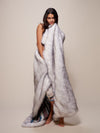 Faux Fur Throw Featuring Husky Baja Design on Female Model