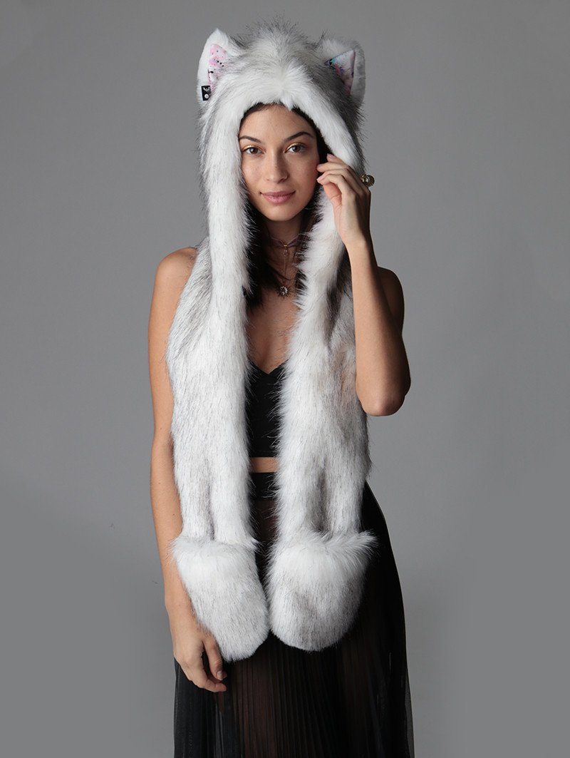 Husky Pastel Dreams Faux Fur with Hood