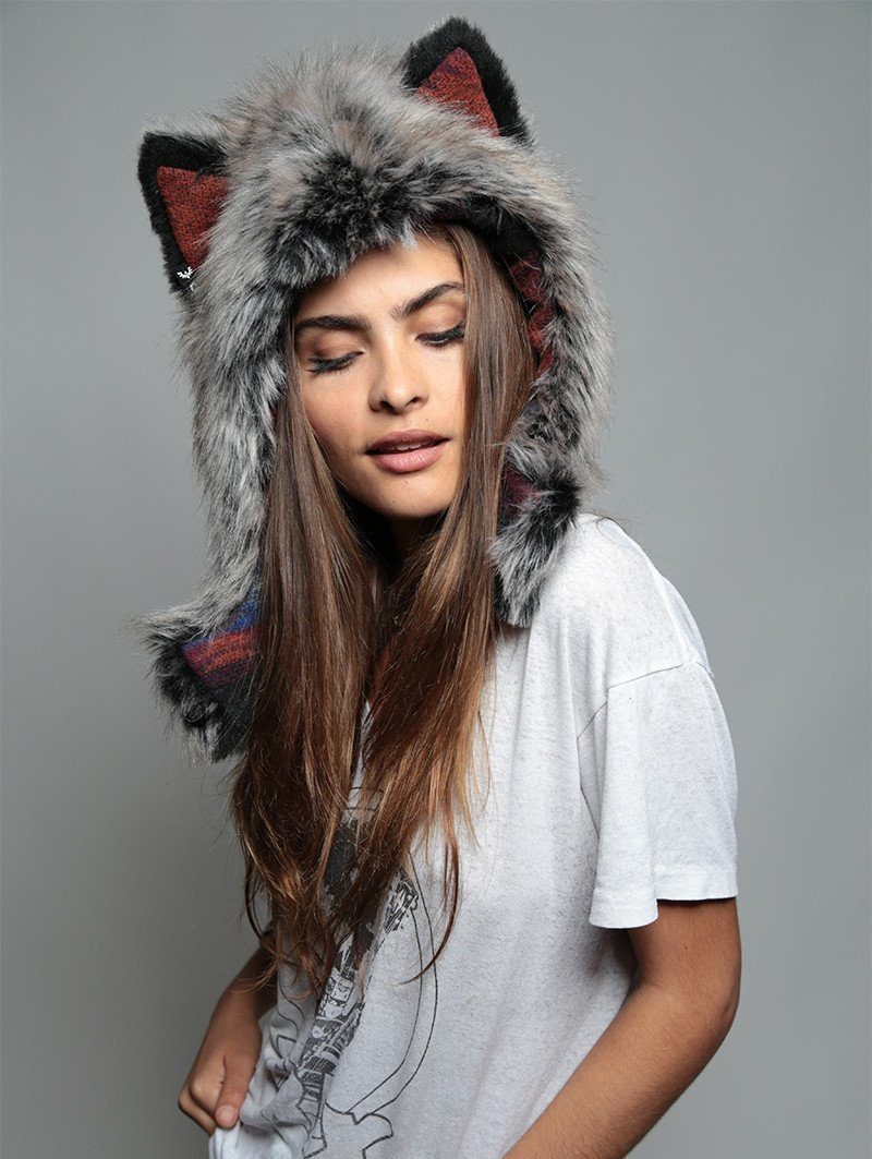 Grey Wolf 1/2 Hood Faux Fur