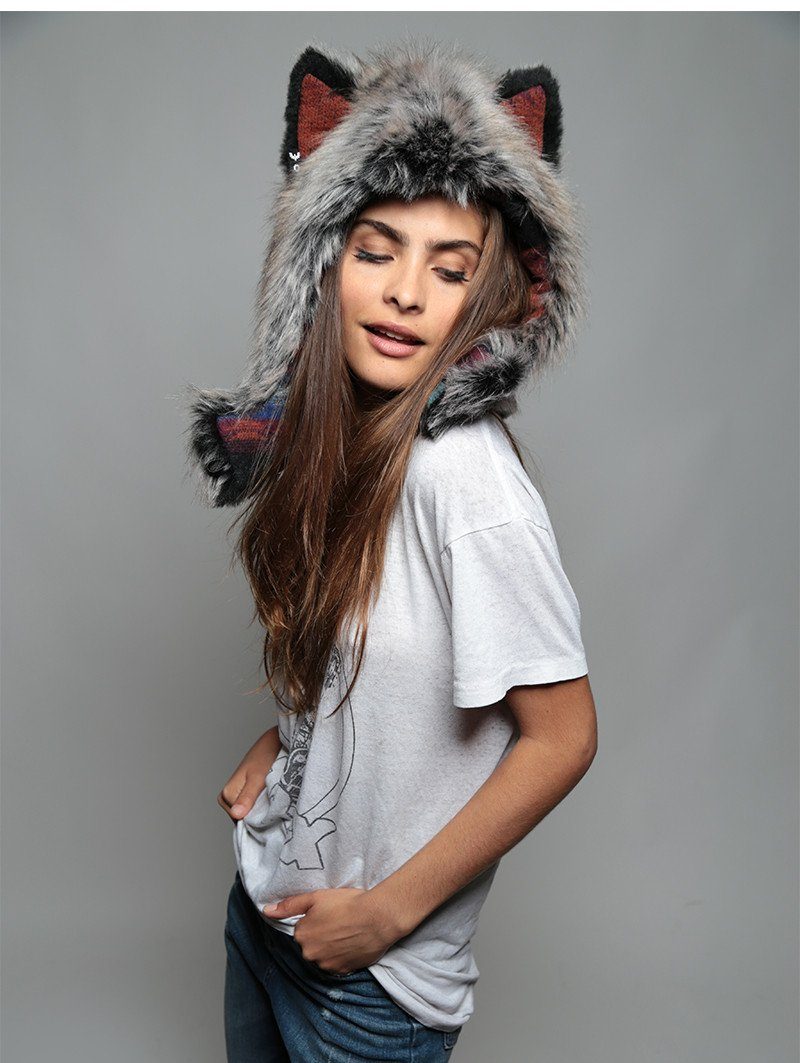 Grey Wolf Faux Fur with 1/2 Hood