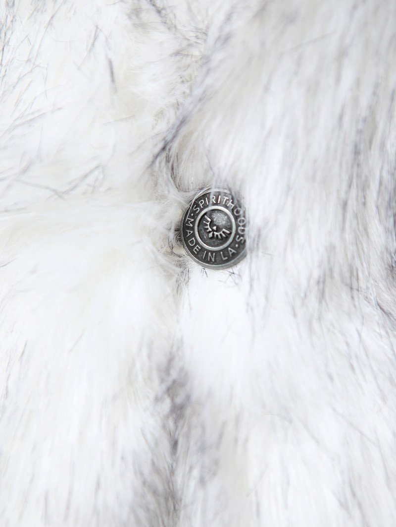 Husky Faux Fur Coat with Custom Logo Button