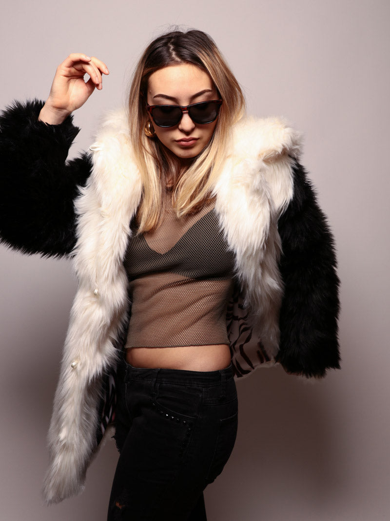 Limited Edition Panda Hooded Faux Fur Coat 