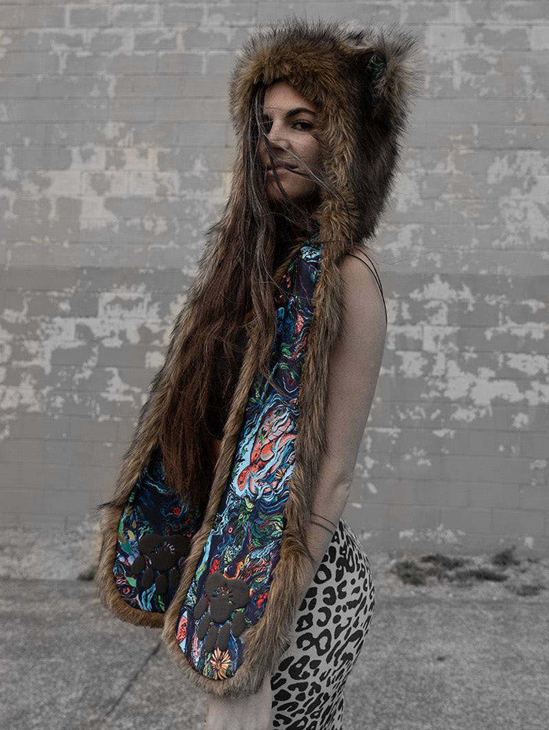 Artist Collab JP Grizzly CE Faux Fur Hood on Female Model