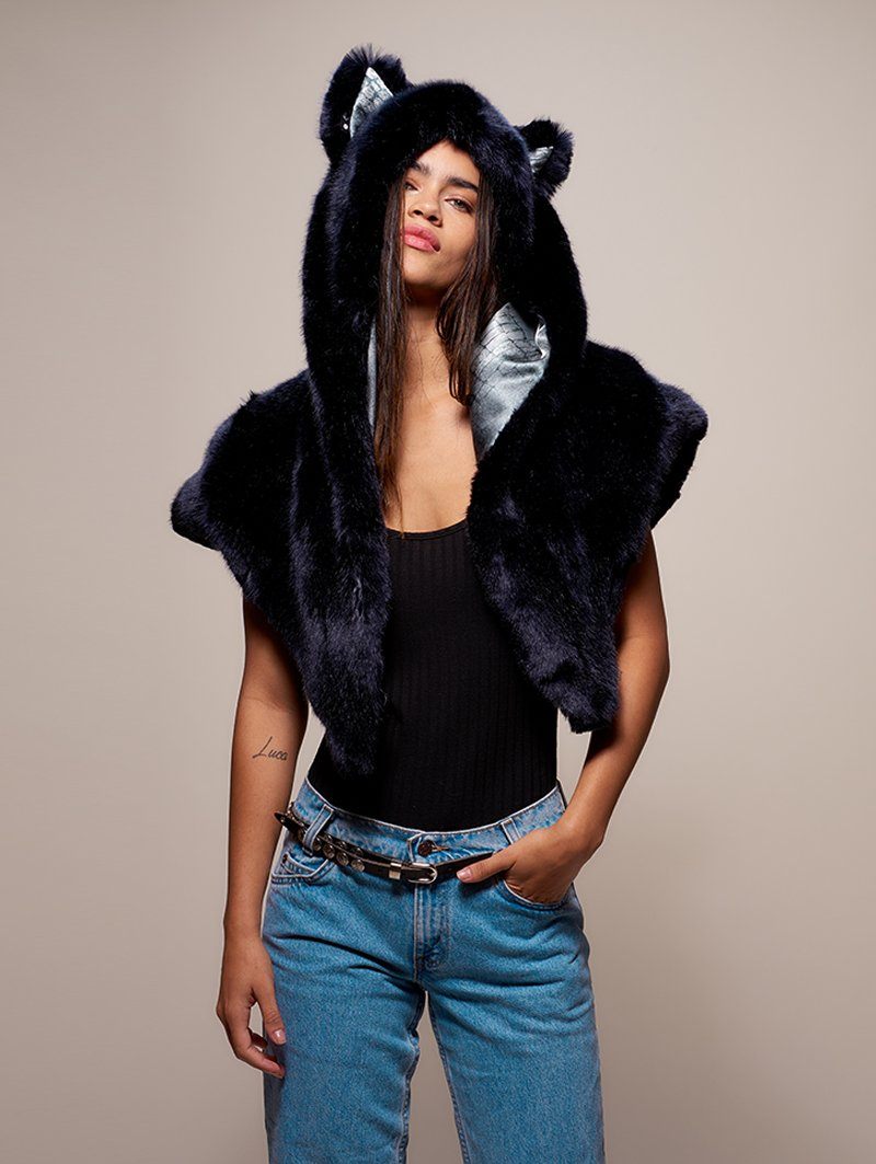 Collector Edition Ice Wolf Faux Fur Shawl with Hood