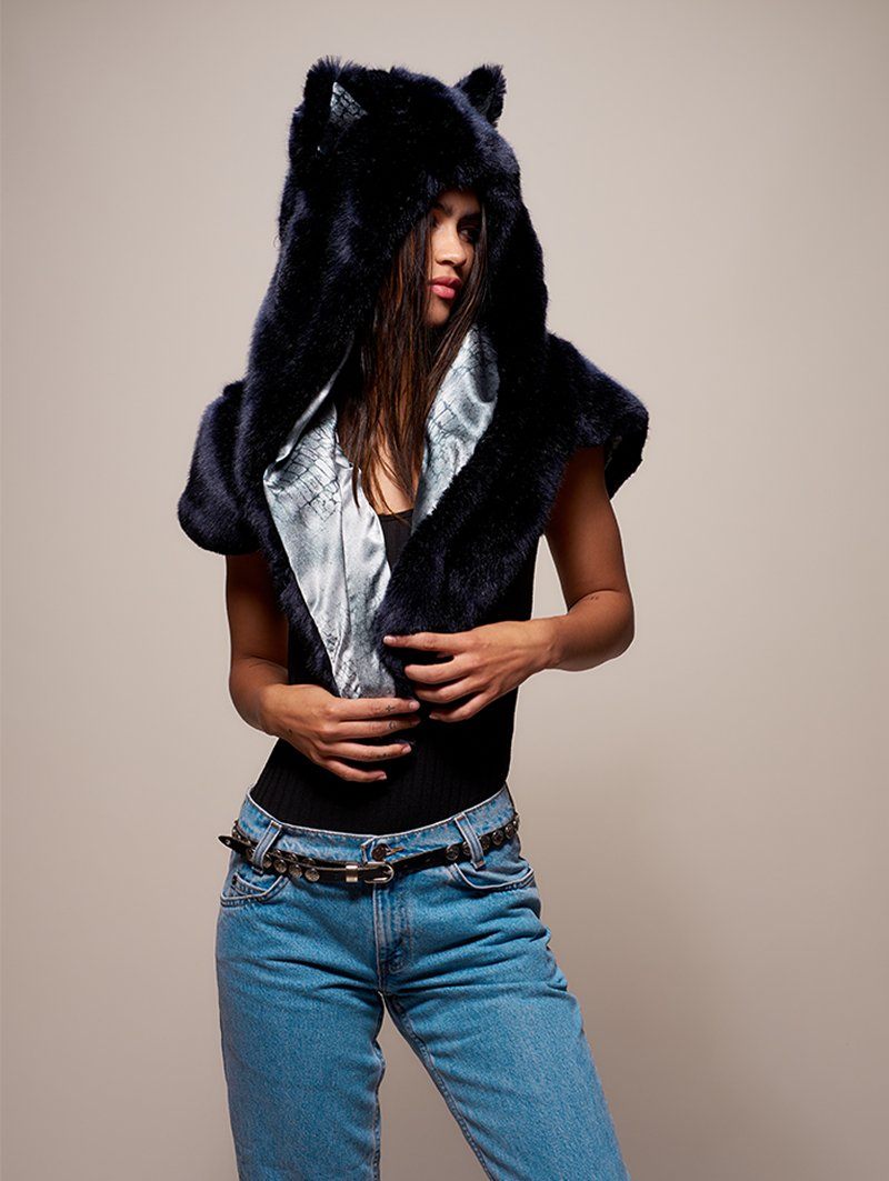 Indigo Collector Edition Ice Wolf Shawl SpiritHood on Female