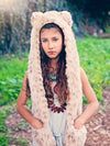 SpiritHoods for Kids in Snow Leopard Faux Fur on Girl Model