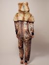 Female Wearing Liger Faux Fur Velvet Onesie