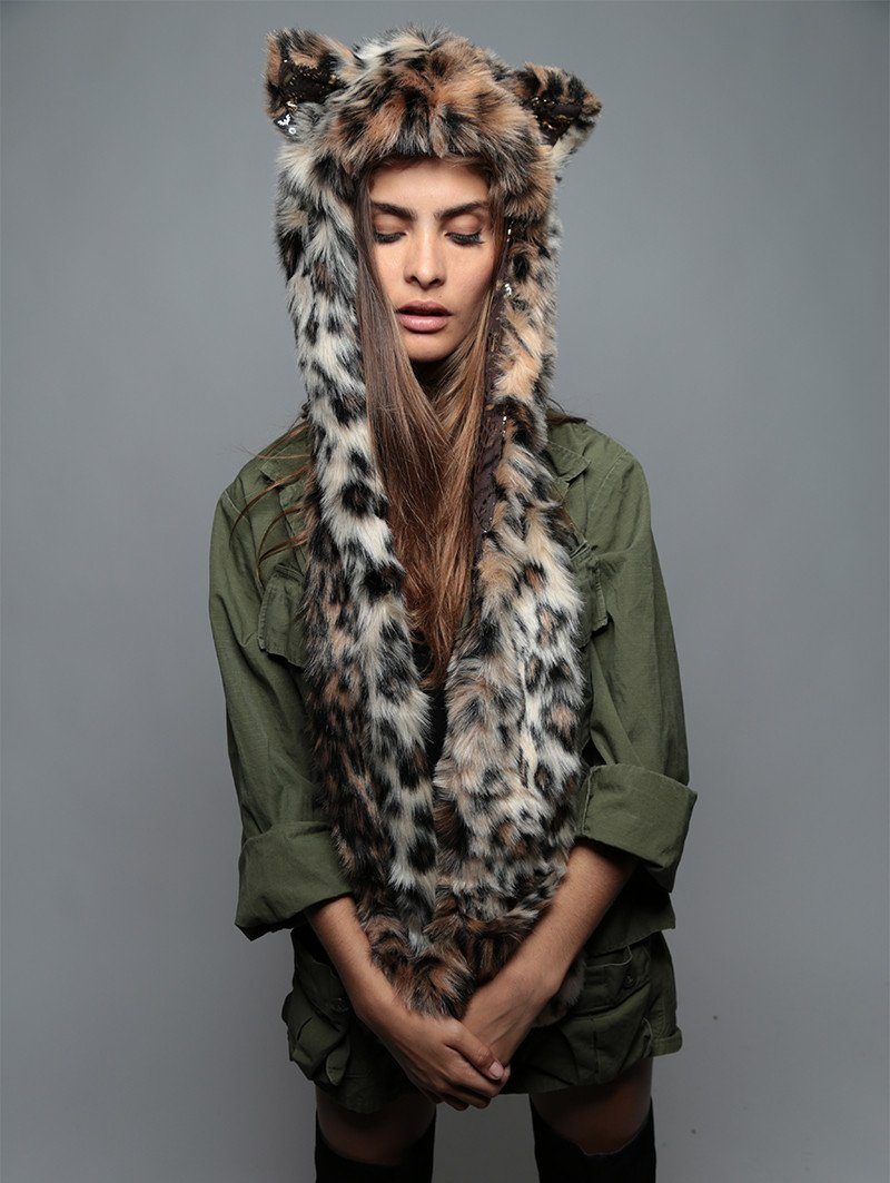 Leopard Snakeskin Faux Fur with Hood