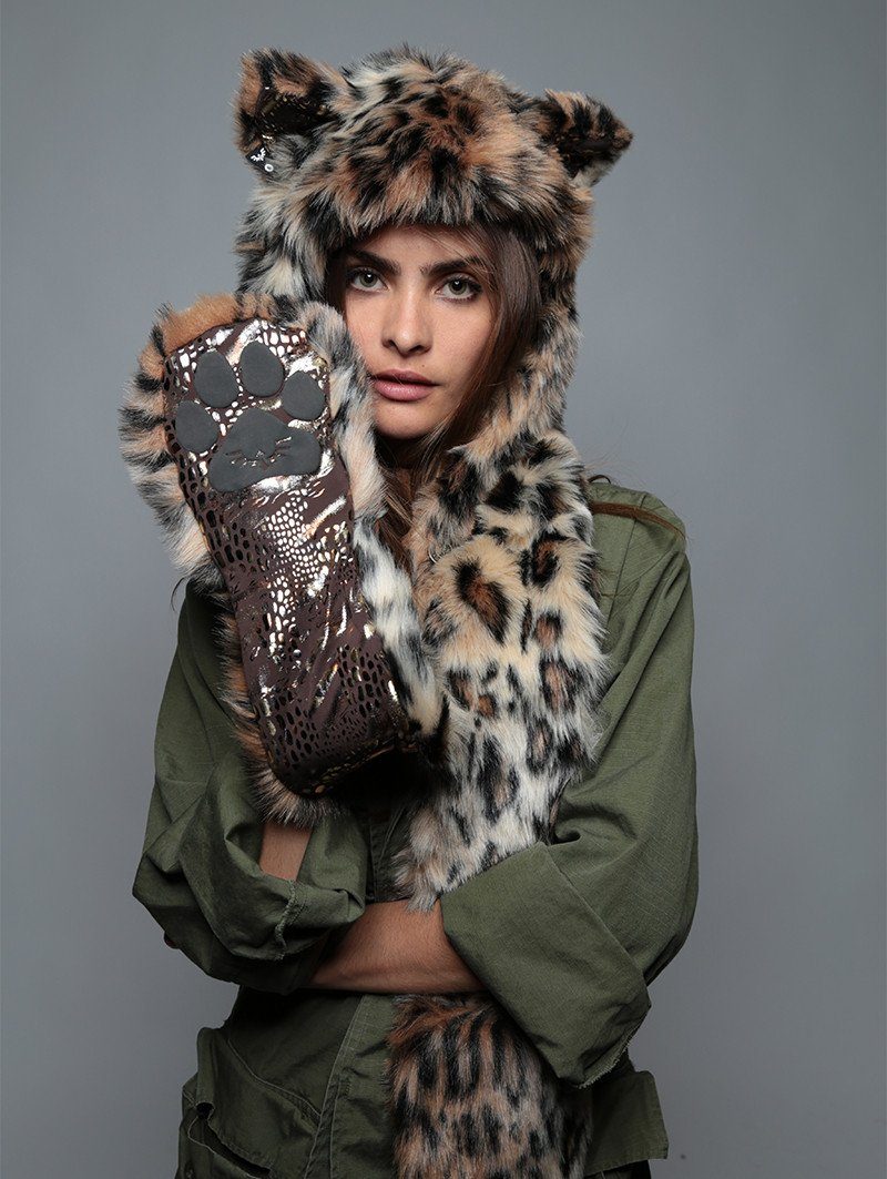Woman Wearing Leopard Snakeskin SpiritHood 