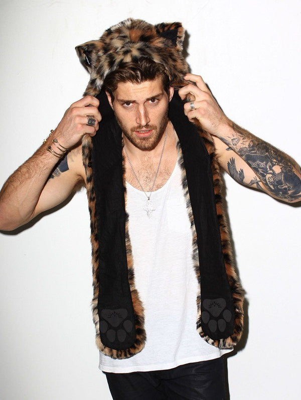 小物 Rhodolirion Eco Fur Hoody Scarf Leopard Leopard Men's Faux Fur Hood Scarf | SpiritHoods