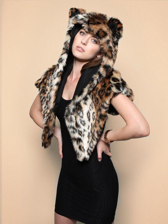 Woman Wearing Leopard Shawl SpiritHood