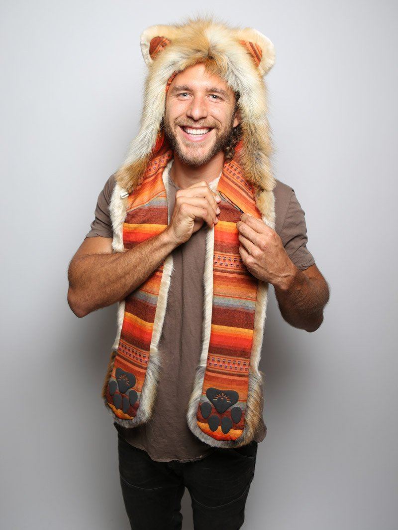 Sunset Lion Faux Fur with Hood