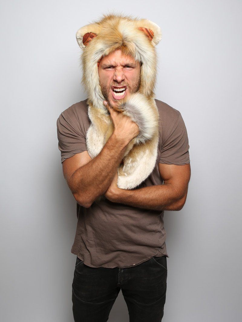 Male Wearing Sunset Lion SpiritHood 