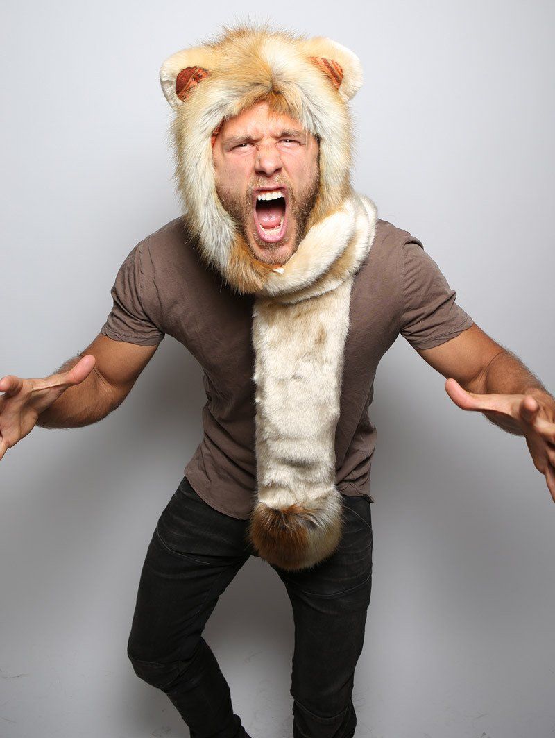 Sunset Lion Faux Fur with Hood on Male