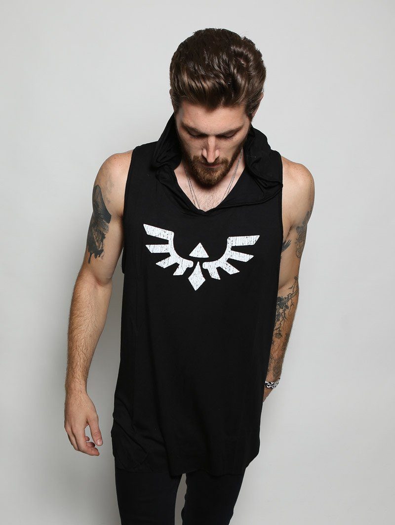 Man wearing Hooded Phoenix SpiritHood Tank, front view