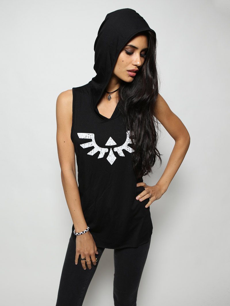 Black Hooded Phoenix Tank on Woman