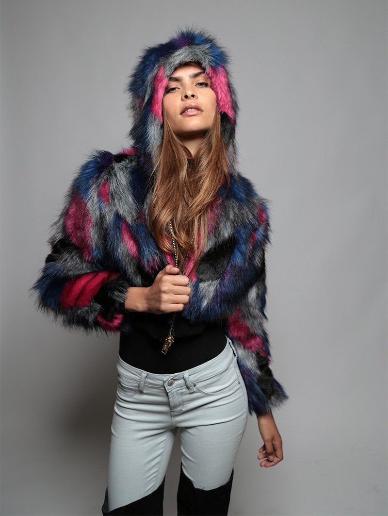 Colorful Lovebird Crop Jacket on Female