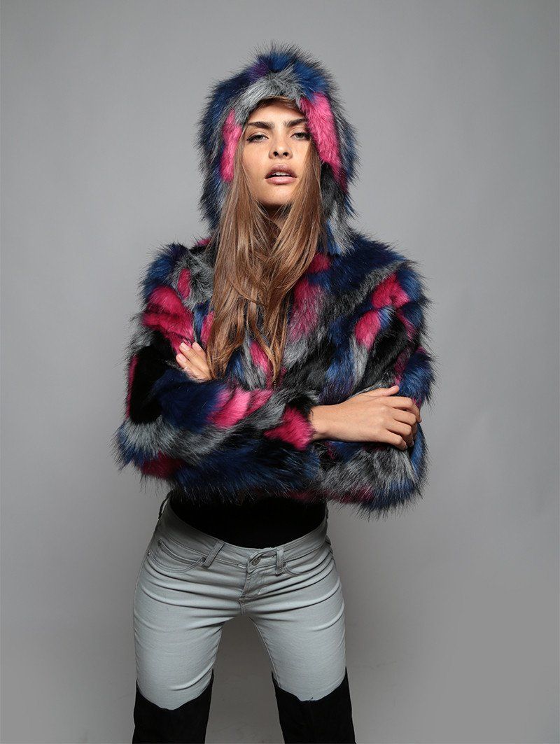 Lovebird Crop Jacket with Hood on Female