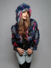 Lovebird Hooded Faux Fur Crop Jacket 