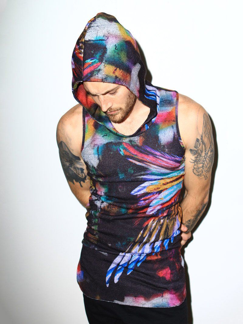 Man wearing Unisex Feather Tank, front view 2