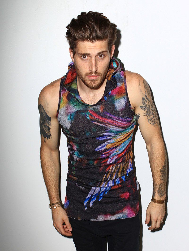 Man wearing Unisex Feather Tank, front view 3