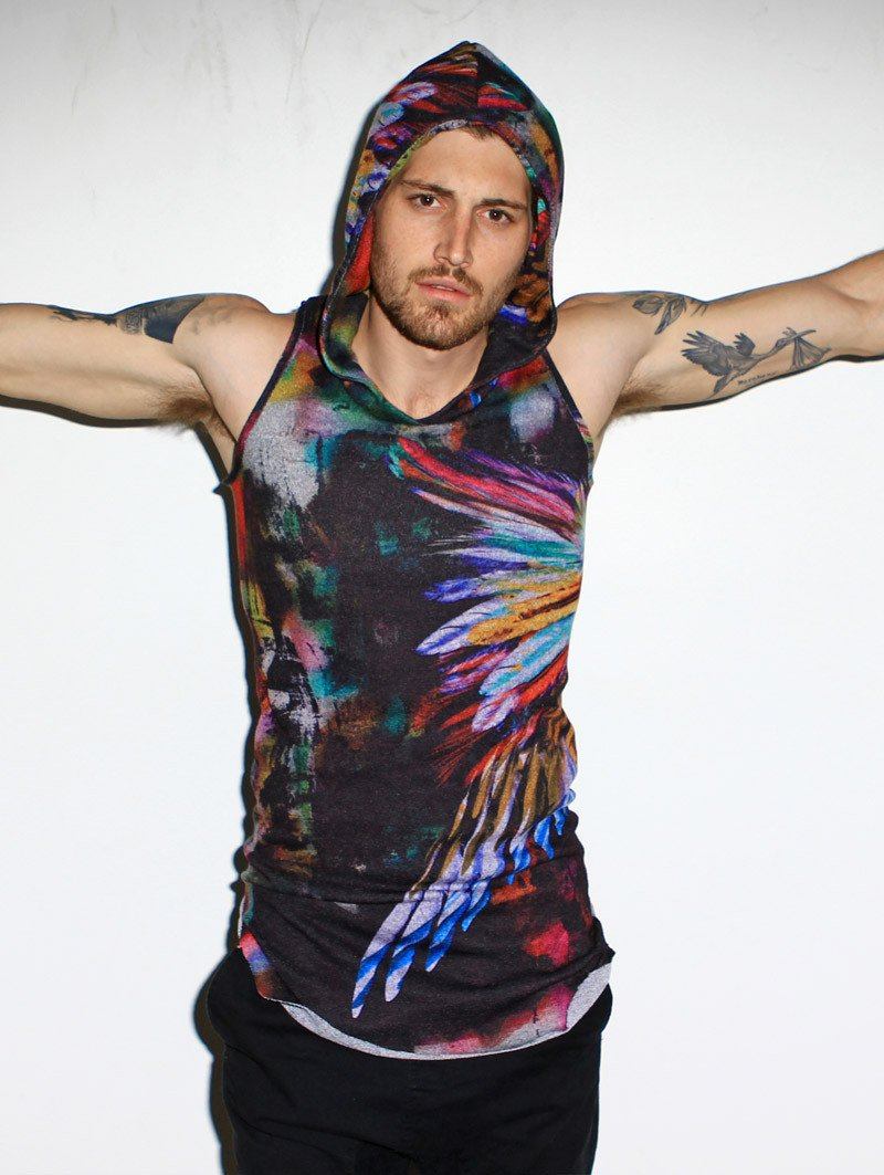 Man wearing Unisex Feather Tank, front view 4