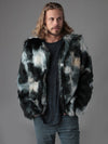 Man wearing Marble Fox Faux Fur Bomber SpiritHood, front view 3