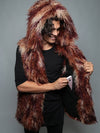 Man wearing Merlot Alpaca Faux Fur Vest, front view