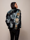 Marble Fox Faux Fur Bomber on Female Model