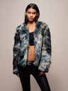Marble Fox Faux Fur Bomber for Women