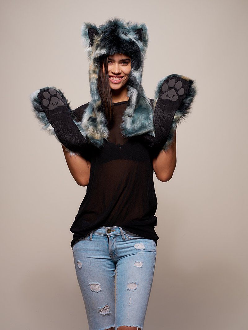 Grey and Black Marble Fox CE SpiritHood on Female