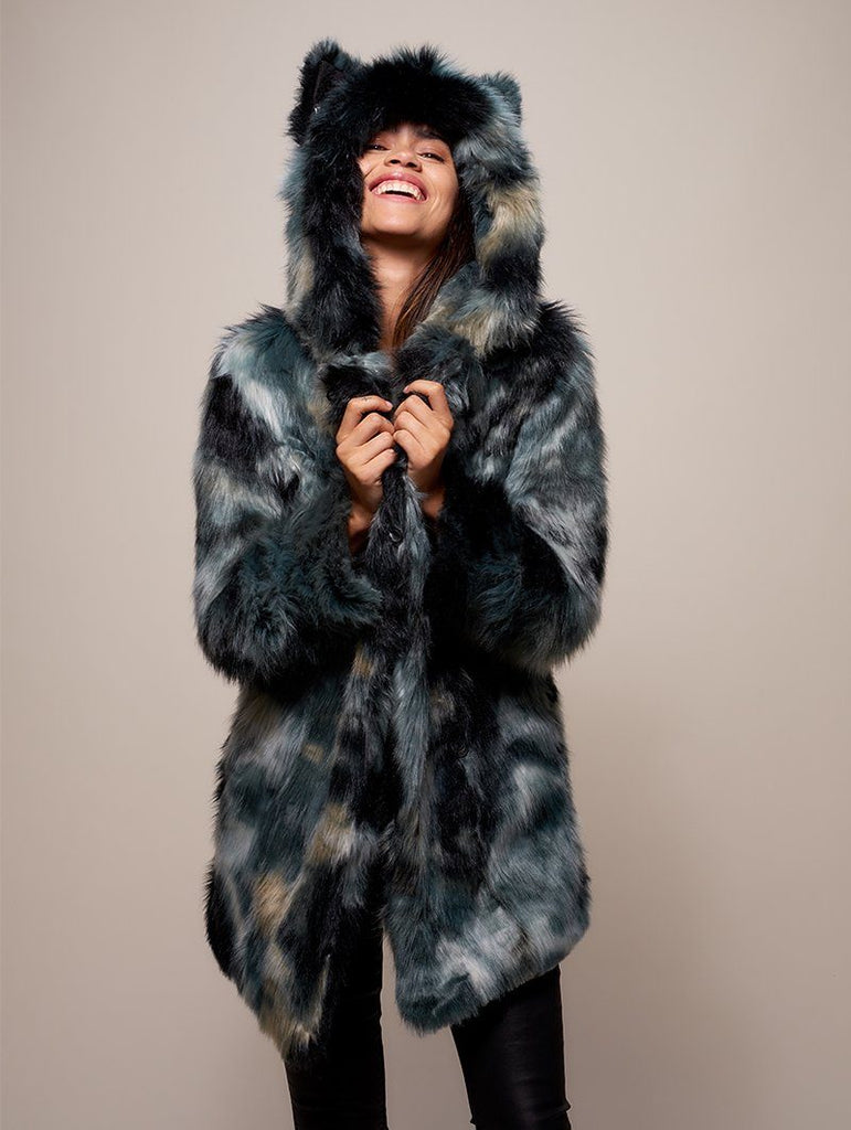 Spirit Hoods Faux Fur Hooded Coat With Ears Marble Fox Faux Fur Coat