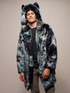 Man wearing Marble Fox Faux Fur Coat, front view 1