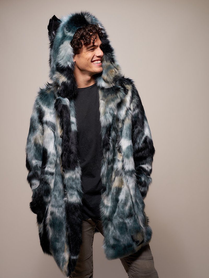 Man wearing Marble Fox Faux Fur Coat