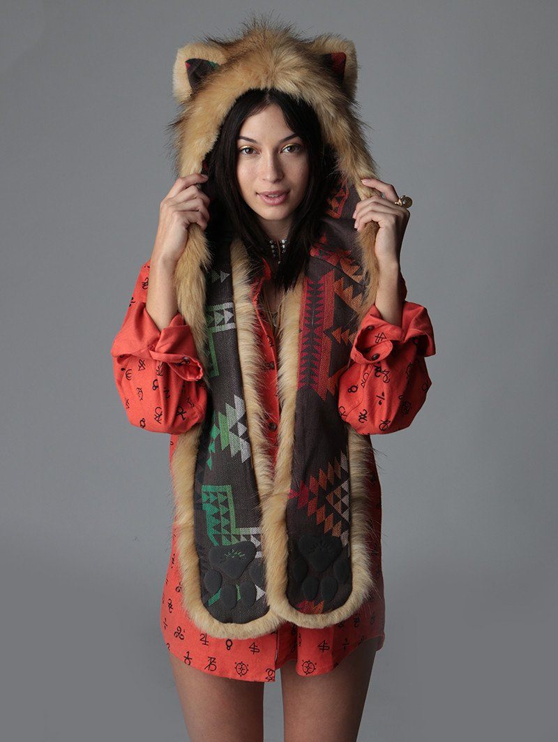 Woman wearing Cougar Collector Edition Faux Fur SpiritHood