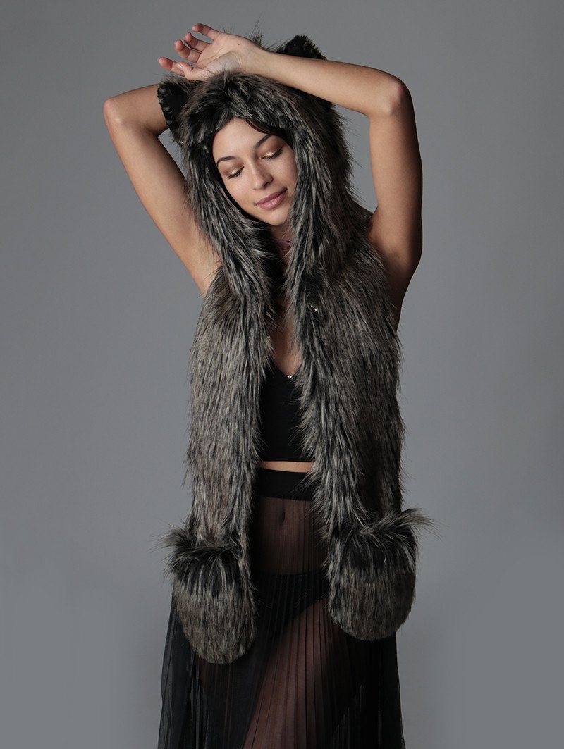 Hooded Faux Fur with Mystic Moon Fox Design
