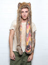 Man wearing faux fur Coyote Sedona SpiritHood, front view 4