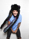 Man wearing FauxEva Funky Black Wolf Faux Fur SpiritHood, front view
