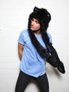Man wearing FauxEva Funky Black Wolf Faux Fur SpiritHood, side view