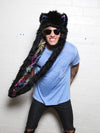 Man wearing FauxEva Funky Black Wolf Faux Fur SpiritHood, front view 4