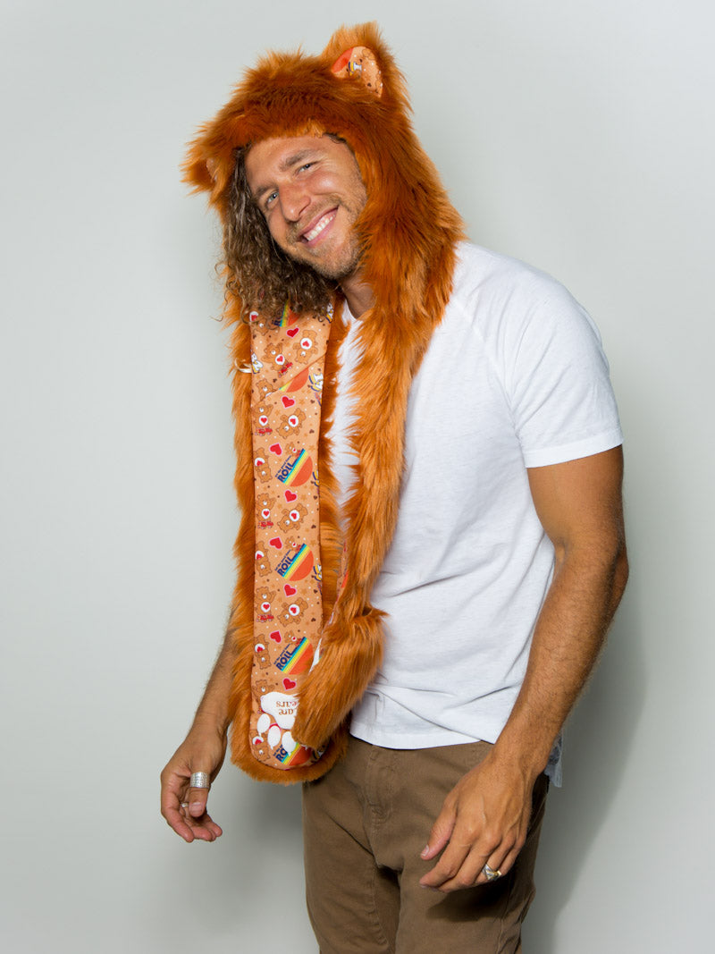 Tenderheart Bear Faux Fur SpiritHood on Male Model
