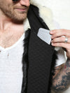 Man wearing faux fur Panda Bear SpiritHood, front view 5