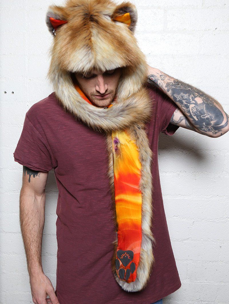 Man wearing faux fur Sun Kissed Red Fox Collector SpiritHood