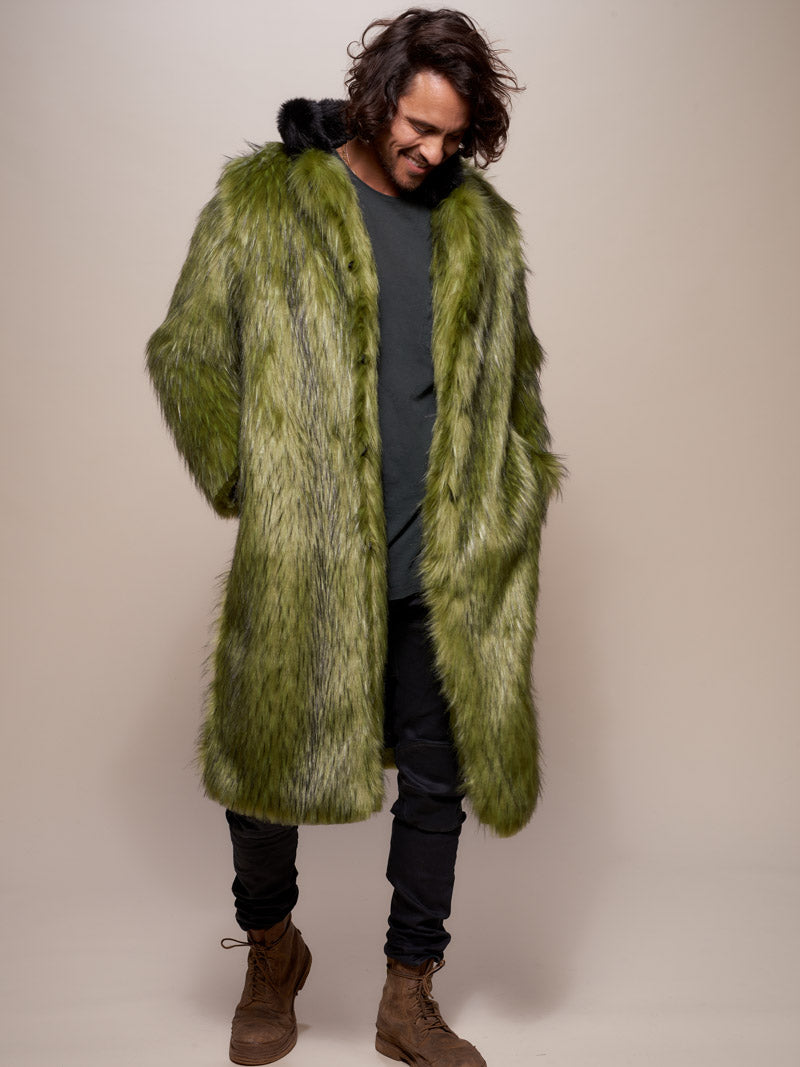 Man wearing Jade Fox Faux Fur Calf Length Coat