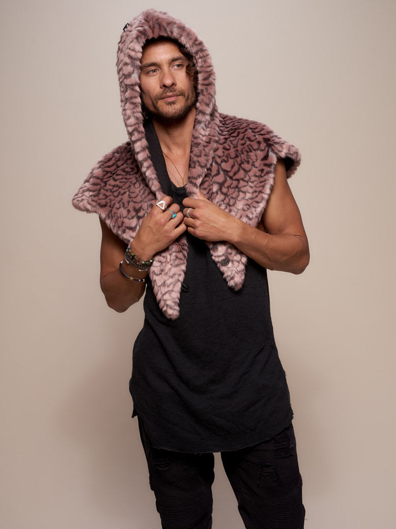 Man wearing Merman Collector Edition Faux Fur Shawl, front view