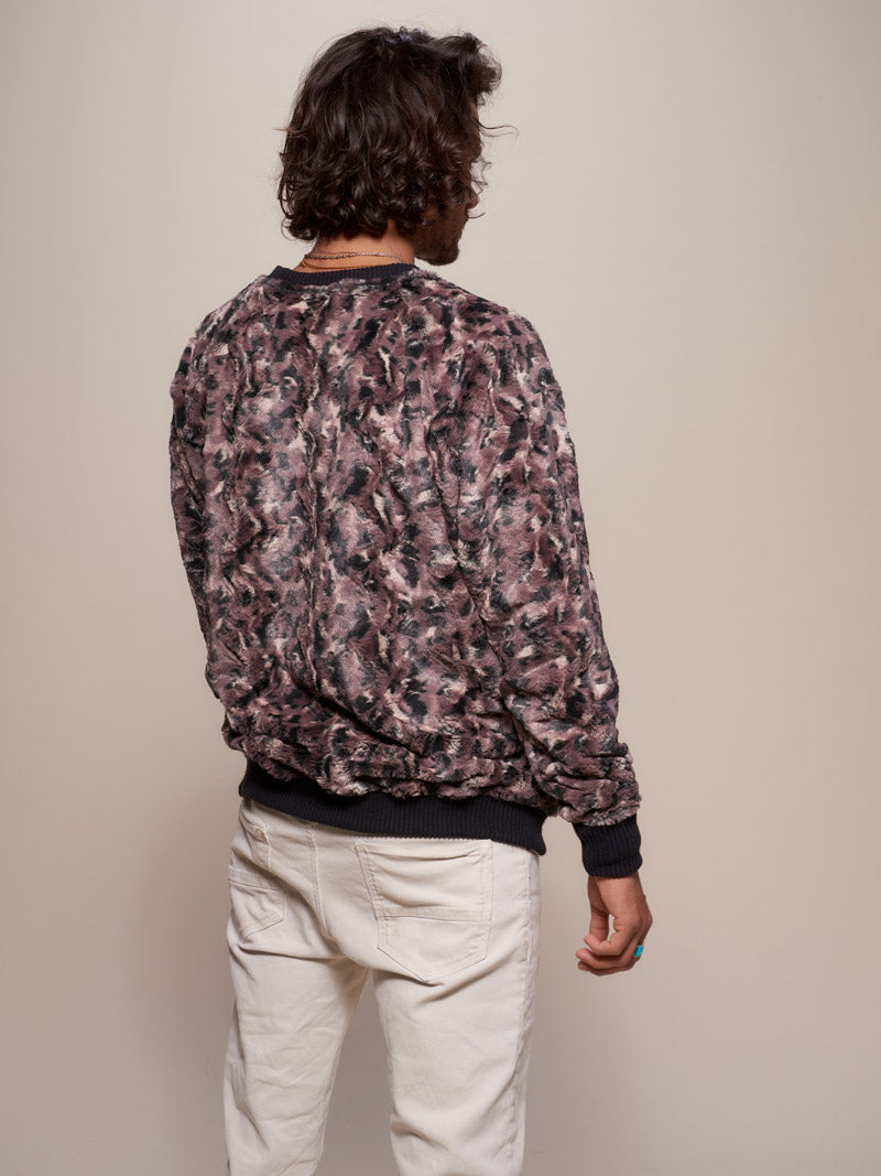 Man wearing Bobcat Brown Luxe Sweater, back view 2