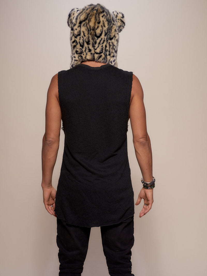 Man wearing faux fur Ocelot Luxe Collector Edition SpiritHood