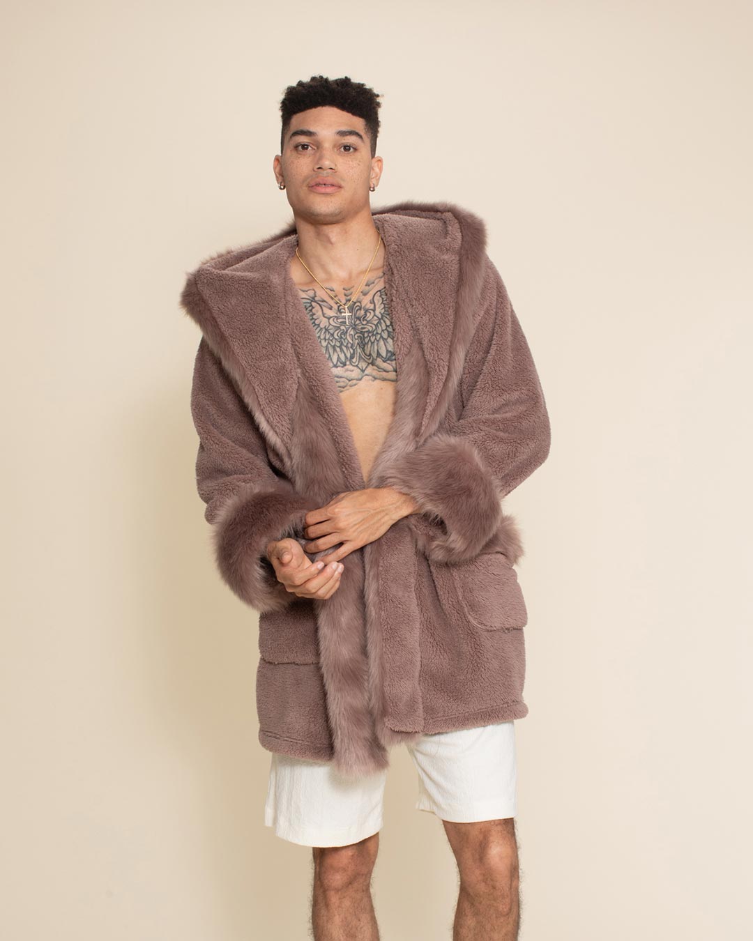 Mauve Cat Classic Short Collector Edition Faux Fur Robe | Men's
