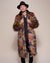 Male Wearing Parrot Calf Length Collared Faux Fur Coat 