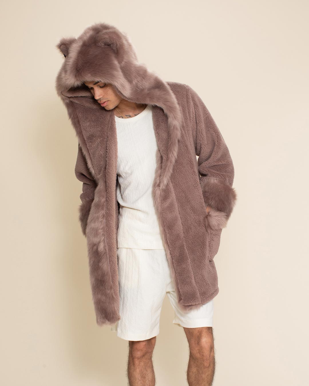 Mauve Cat Classic Short Collector Edition Faux Fur Robe | Men&#39;s